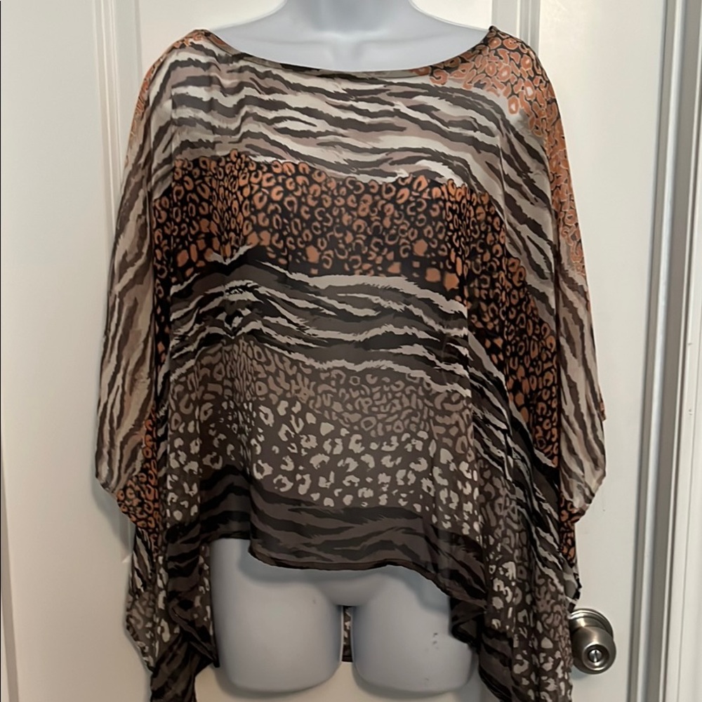 Love Culture Animal Print Sheer Wrap - Brown and Black